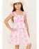 Image #1 - Sugar California Girls' Printed Smocked Dress, White, hi-res