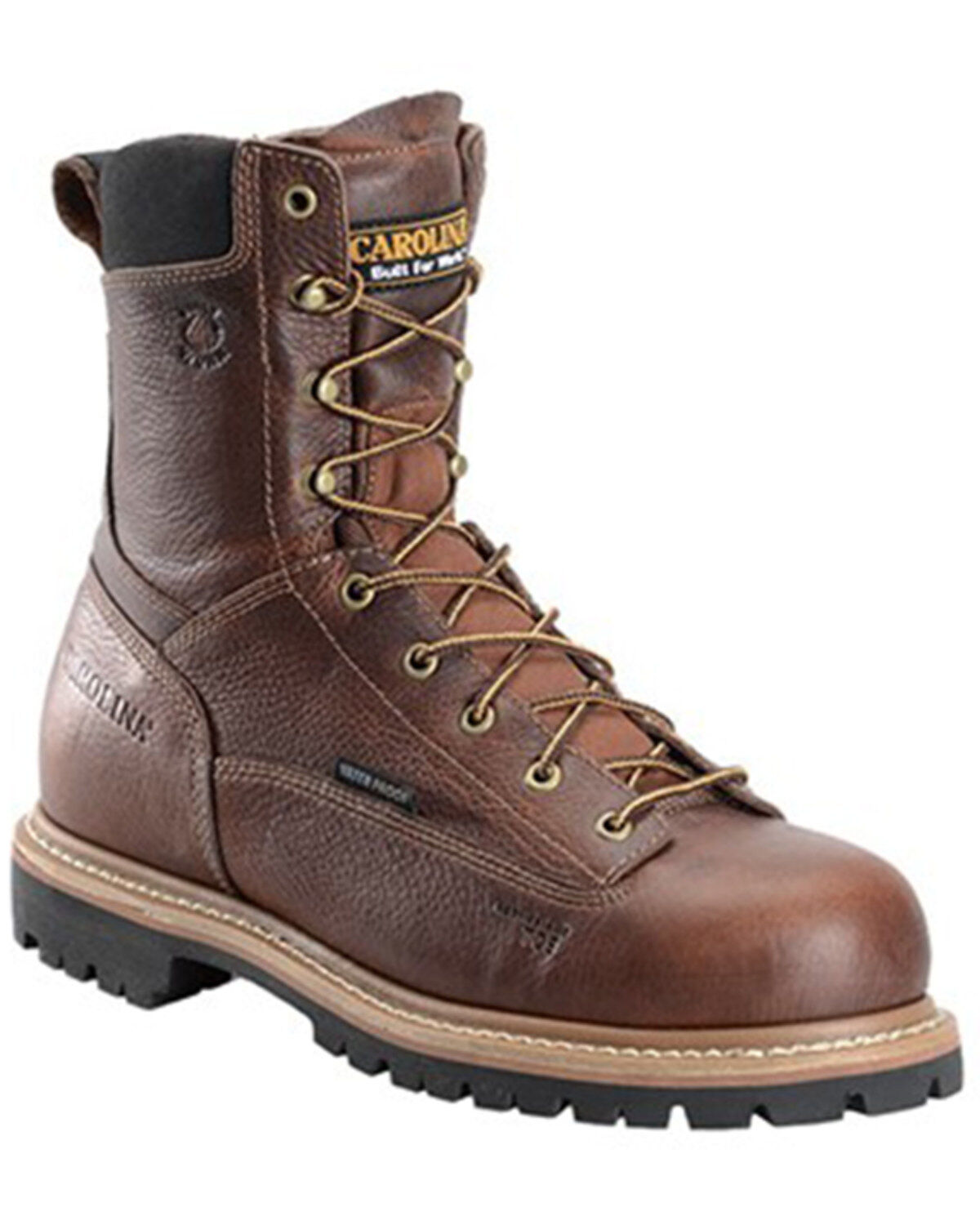 Image #1 - Carolina Men's 8" Waterproof Lace to Toe Comp Work Boots - Soft Toe, Medium Brown, hi-res