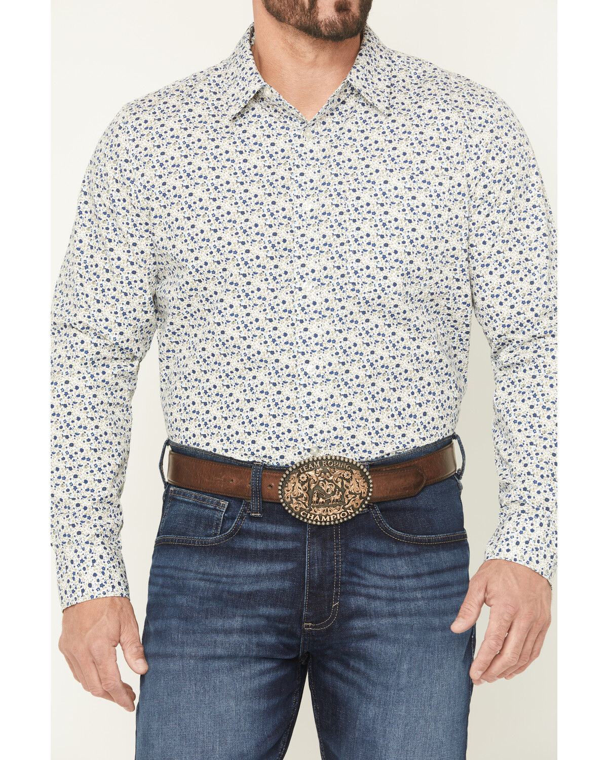 Image #3 - Gibson Trading Co Men's Kick Back Micro Floral Print Long Sleeve Button-Down Stretch Western Shirt, White, hi-res