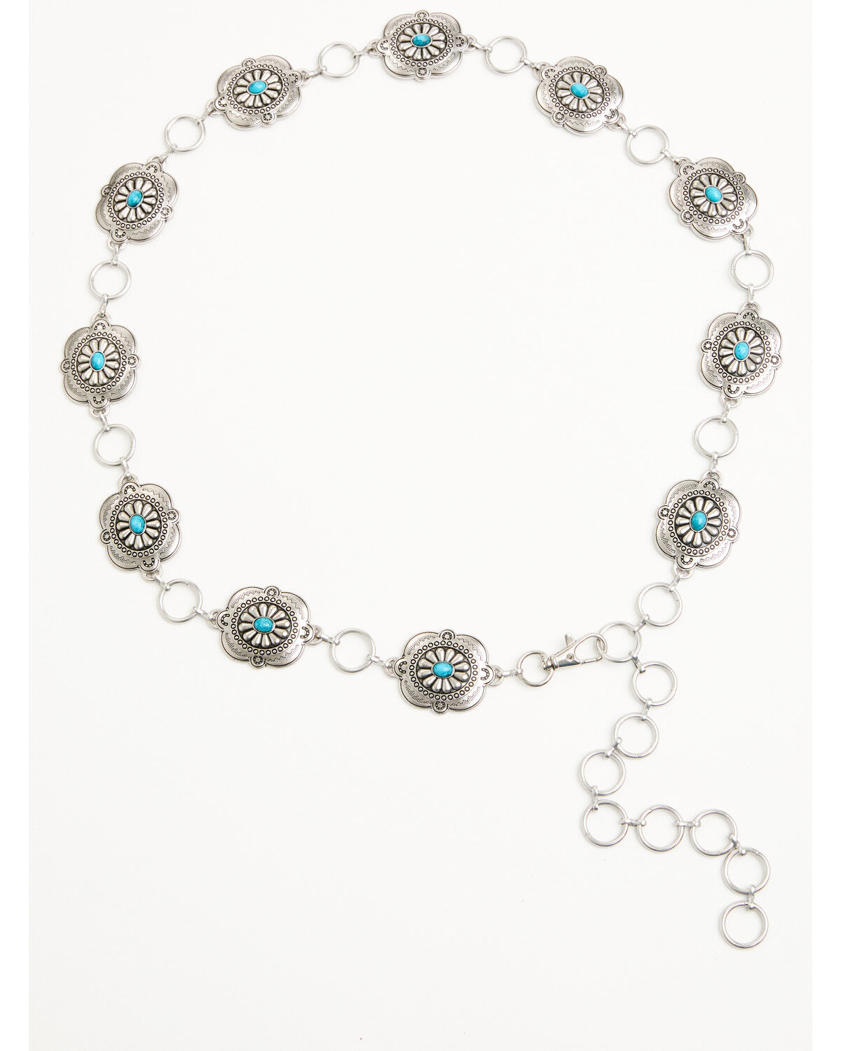 Image #2 - Shyanne Women's Southwestern Floral Medallion Chain Concho Belt, Silver, hi-res