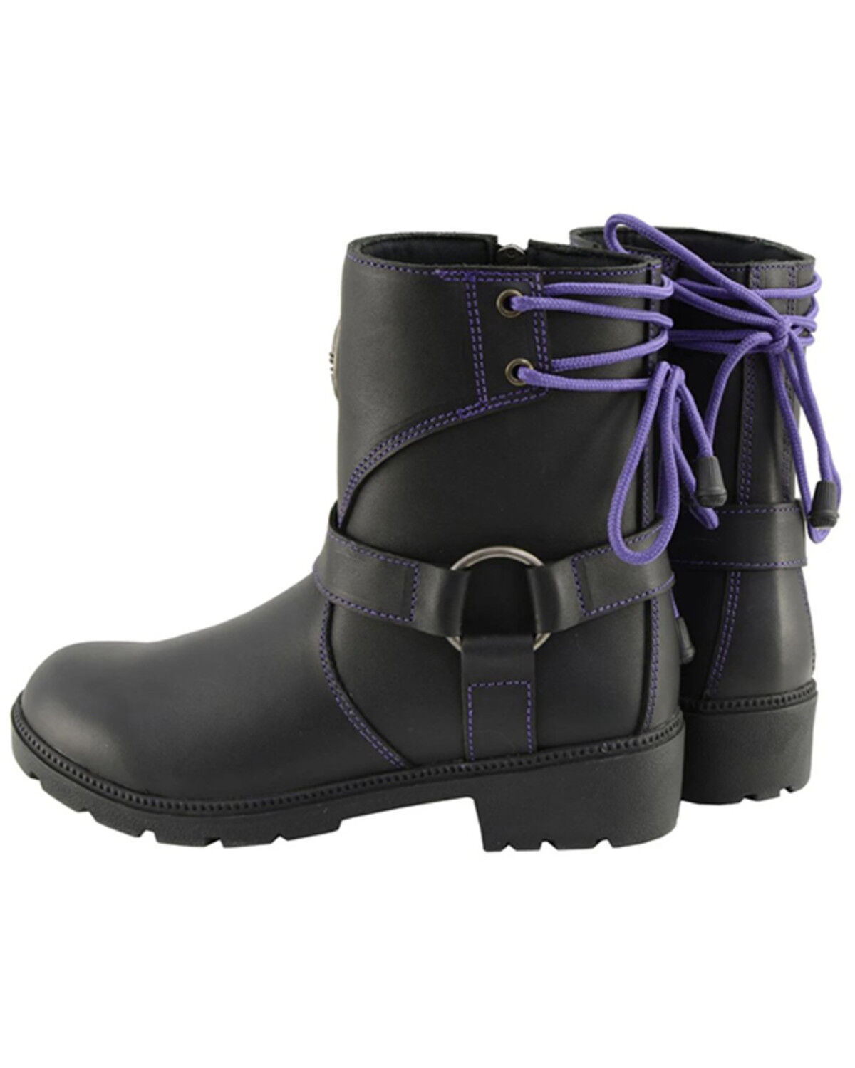 Image #3 - Milwaukee Leather Women's Harness Zip-Up Motorcycle Boots - Round Toe, Black, hi-res