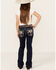 Image #3 - Miss Me Girls' Dark Wash Wing Cross Pocket Bootcut Stretch Denim Jeans , Blue, hi-res