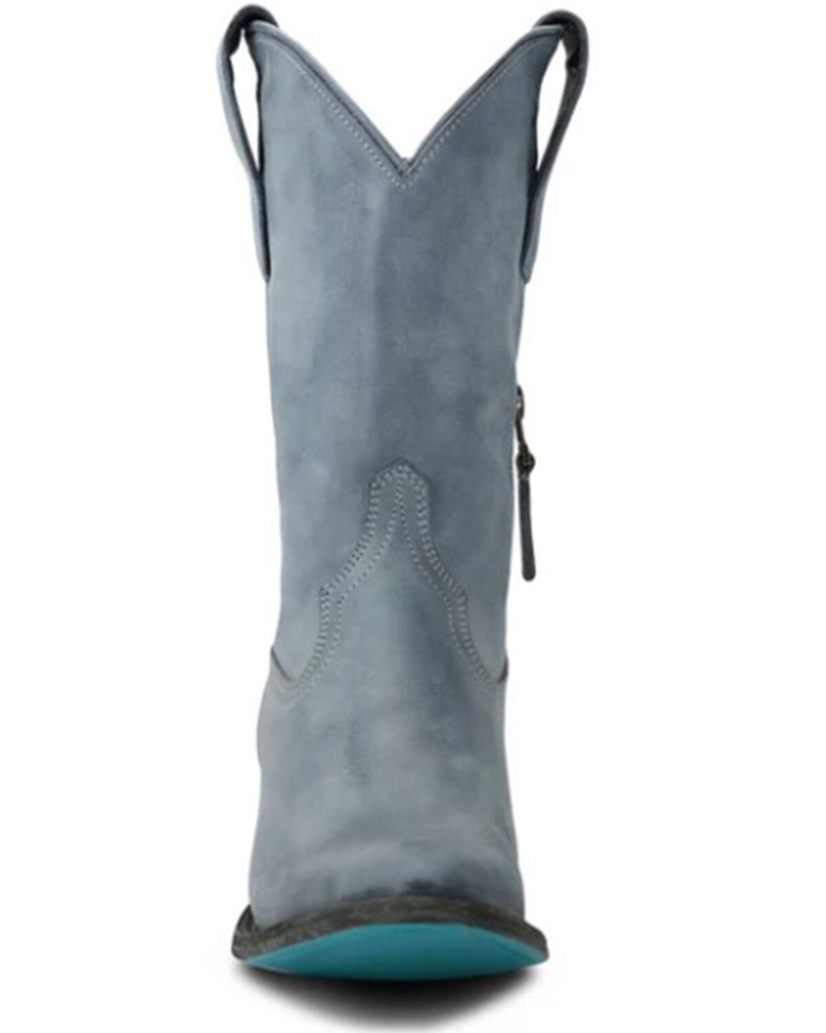Image #4 - Lane Women's Plain Jane Washed Denim Midi Western Boots - Round Toe, Blue, hi-res