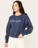 Image #1 - Wrangler Retro Women's Logo Graphic Sweatshirt, Navy, hi-res