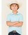 Image #1 - Ariat Boys' Tek Short Sleeve Polo Shirt , Aqua, hi-res