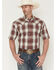 Image #1 - Stetson Men's Plaid Print Short Sleeve Snap Western Shirt, Burgundy, hi-res
