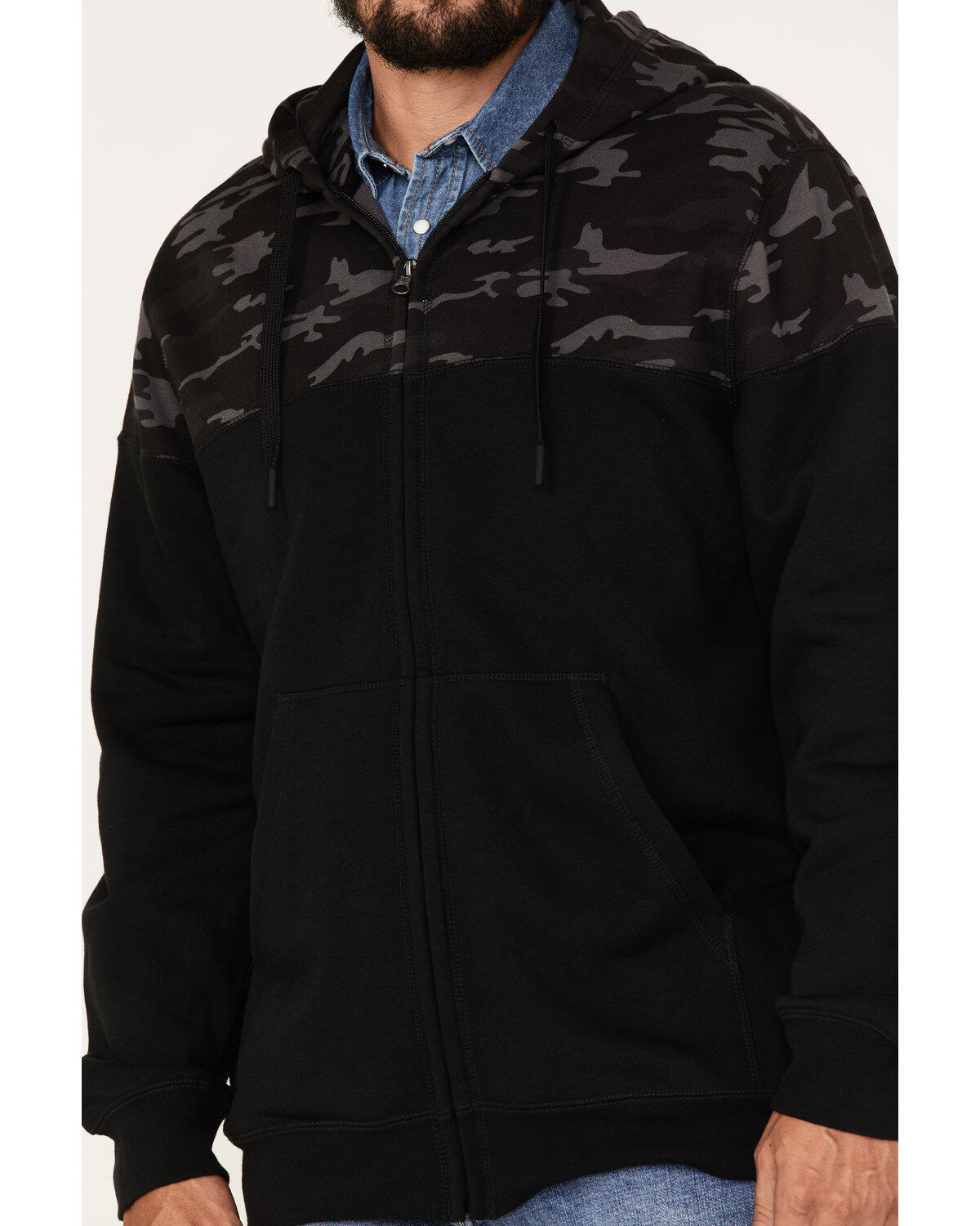 Image #3 - Moonshine Spirit&reg; Men's Midnight Camo Color-Blocked Zip-Front Hooded Pullover, Camouflage, hi-res