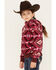 Image #2 - Shyanne Girls' Southwestern Print Fleece Hoodie, Wine, hi-res