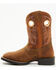 Image #3 - Justin Boys' Bowline Western Boots - Broad Square Toe, Brown, hi-res