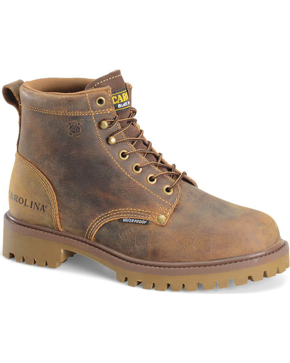 Carolina Men's 6" Waterproof Work Boots - Steel Toe, Brown, hi-res