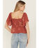 Image #4 - Wild Moss Women's Floral Embroidered Short Sleeve Peplum Top, , hi-res