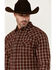 Image #2 - Blue Ranchwear Men's Elk Plaid Print Long Sleeve Snap Western Shirt, Dark Brown, hi-res