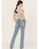 Image #1 - Miss Me Women's Medium Wash Mid Rise 34" Bootcut Stretch Denim Jeans, Medium Wash, hi-res