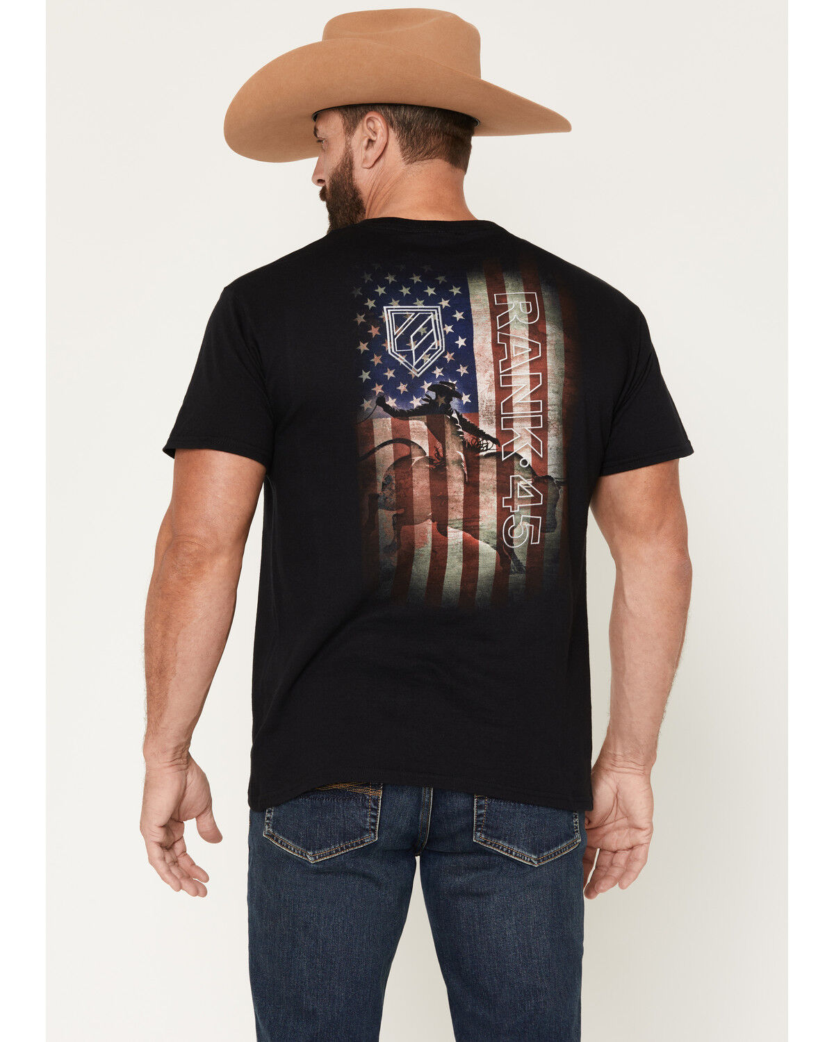 RANK 45&reg; Men's Rustic Flag Short Sleeve Graphic T-Shirt, Black, hi-res