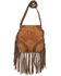 Image #1 - American West Women's Floral Tooled Fringe Crossbody Bag, Tan, hi-res