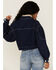 Image #4 - Unpublished Denim Women's Dark Wash Oversized Cropped Button Down Jacket, Blue, hi-res