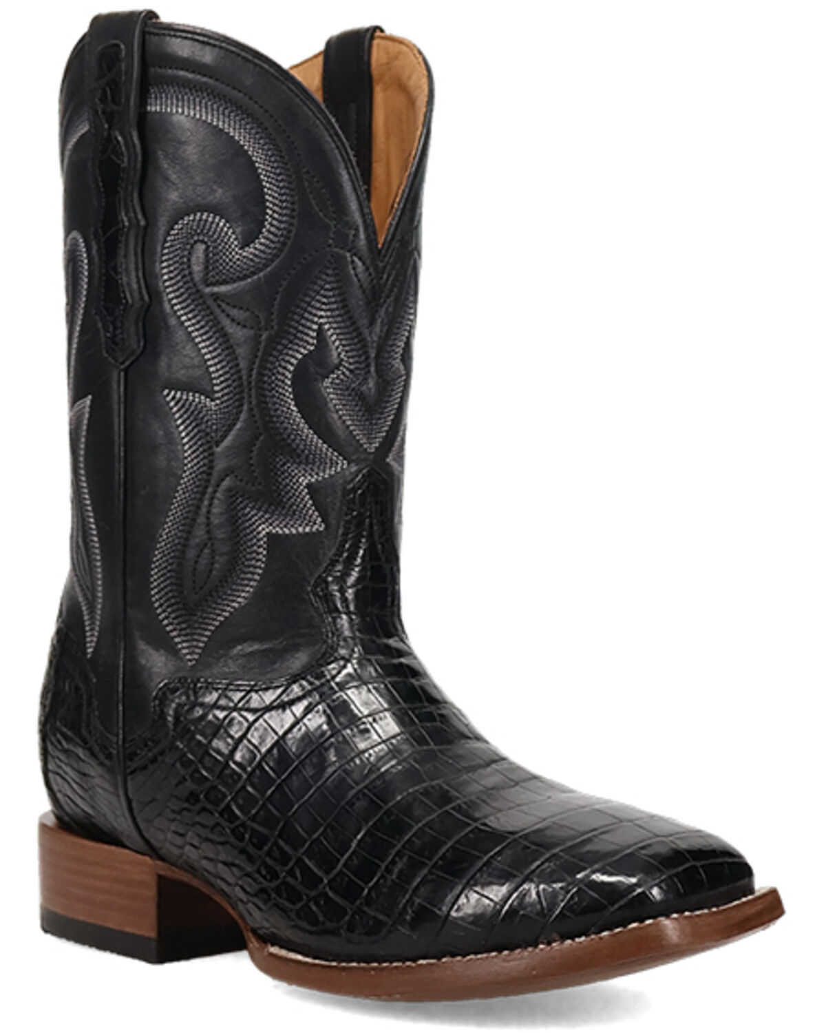 Image #1 - El Dorado Men's Nile Exotic Crocodile Western Boots - Broad Square Toe, Black, hi-res