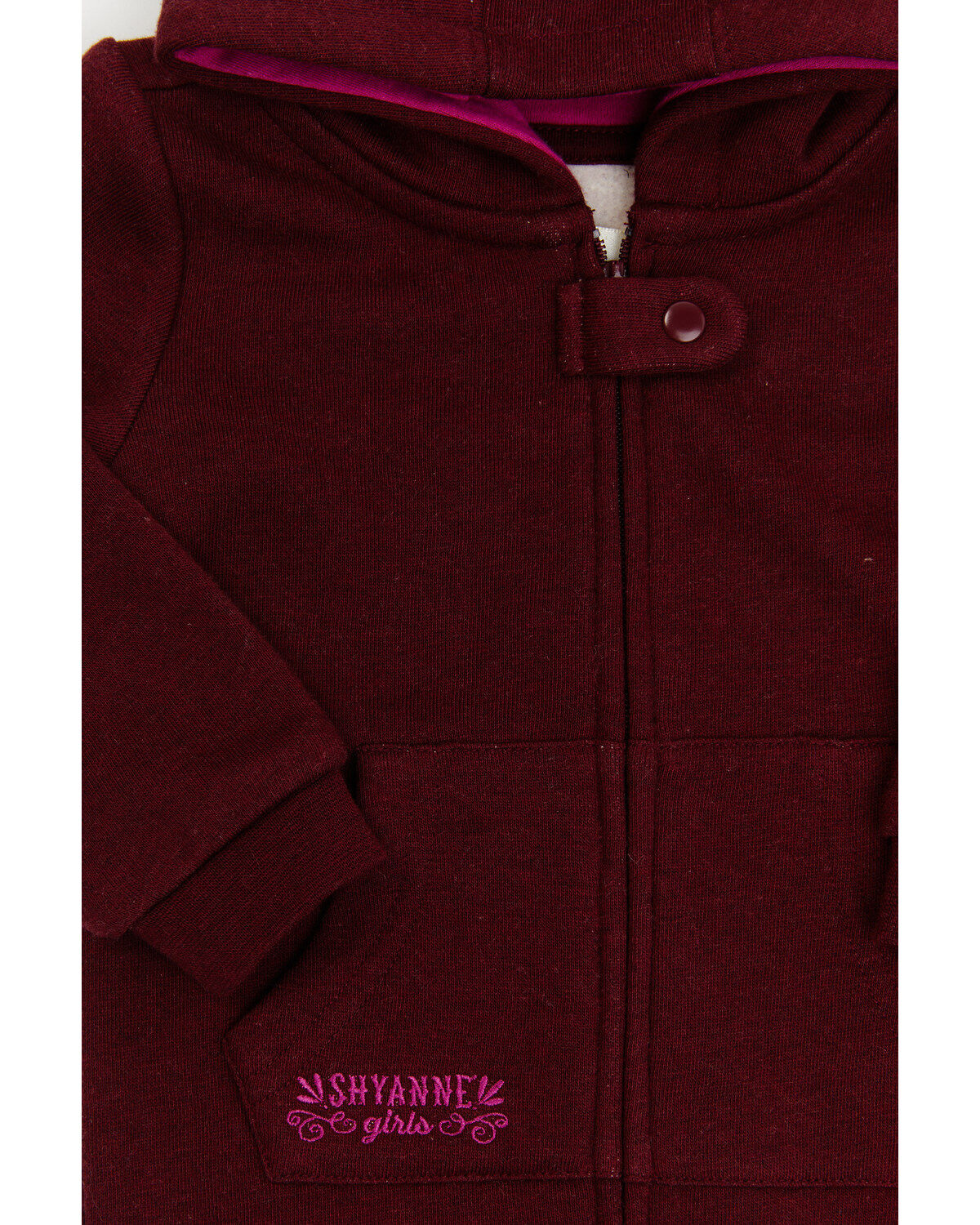 Image #2 - Shyanne Infant Girls' Hooded Coveralls, Burgundy, hi-res