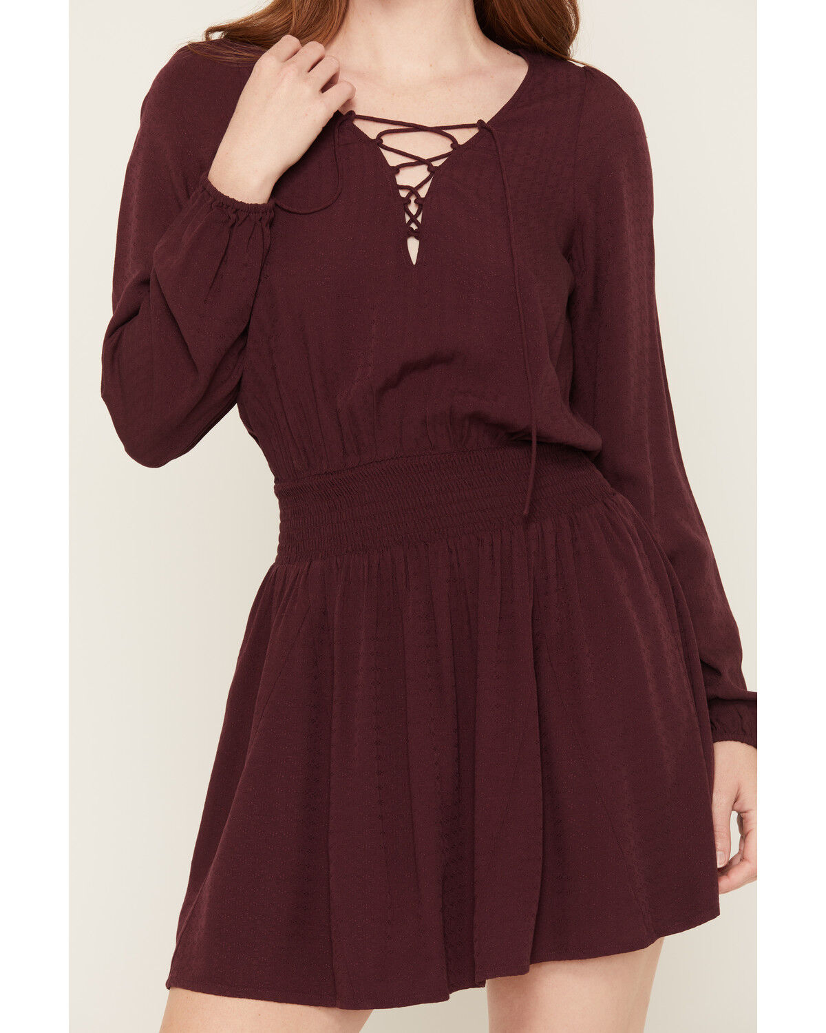 Image #3 - Idyllwind Women's Aimee Lace-Up Mini Dress, Wine, hi-res