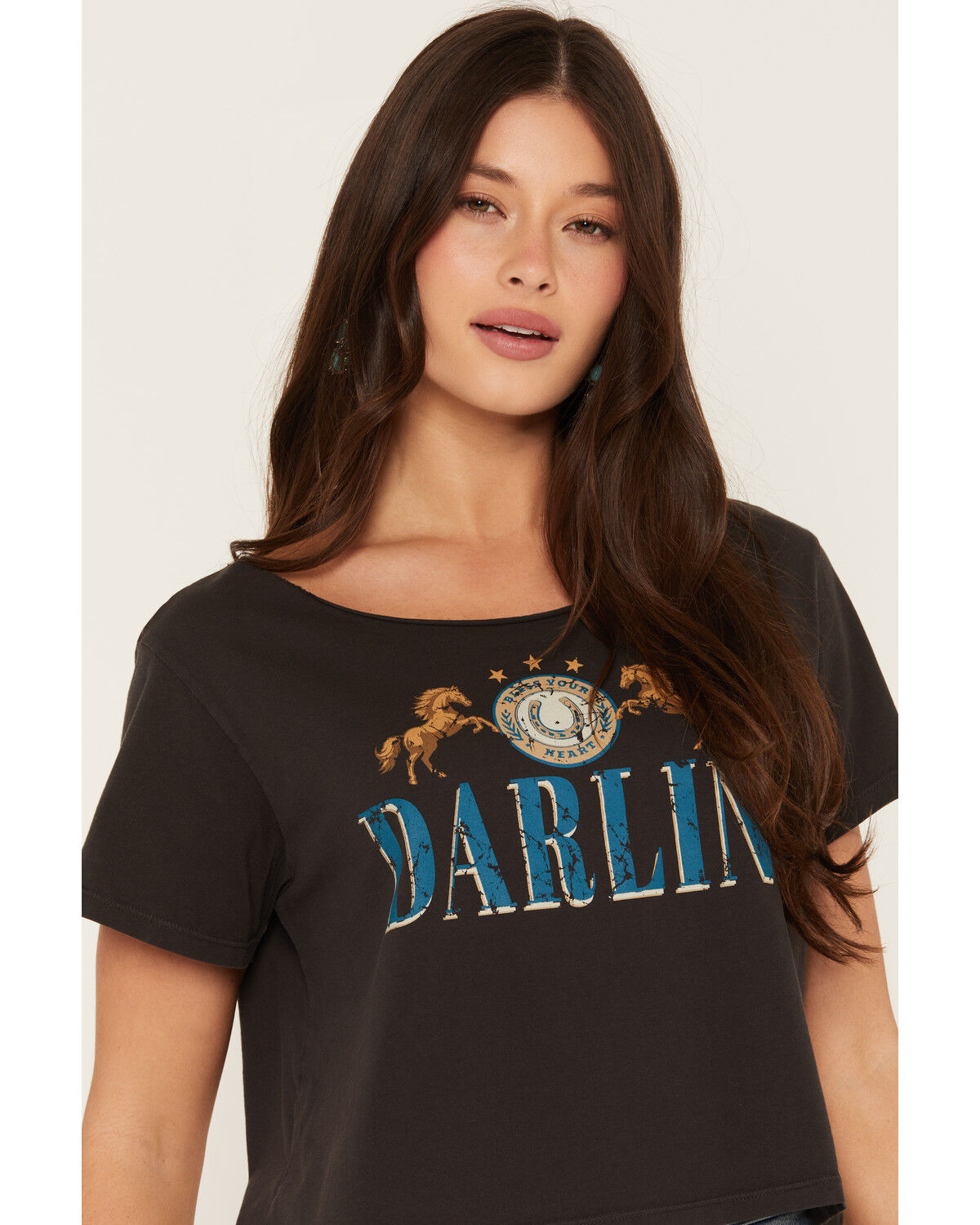 Image #2 - Idyllwind Women's Darlin' Off The Shoulder Short Sleeve Graphic Tee, Black, hi-res