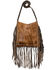 Image #1 - American West Women's Brindle Hair-On Studded Fringe Crossbody Messenger, Chocolate, hi-res