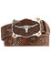 Image #1 - Justin Men's Floral Tooled Leather Belt, Tan, hi-res