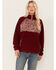 Image #1 - Cleo + Wolf Women's Sherpa Half Button Pullover, Burgundy, hi-res