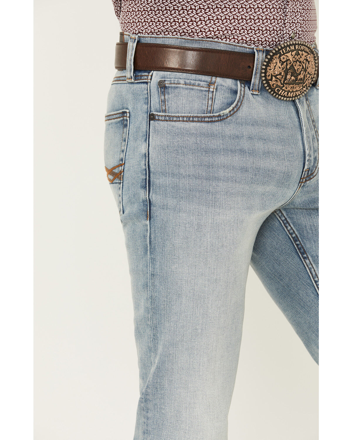 Image #2 - RANK 45&reg; Men's Bunker Wash Trigger Slim Bootcut Stretch Denim Jeans, Light Wash, hi-res