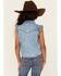 Image #4 - Wrangler Girls' Tie Front Sleeveless Pearl Snap Denim Shirt , Blue, hi-res