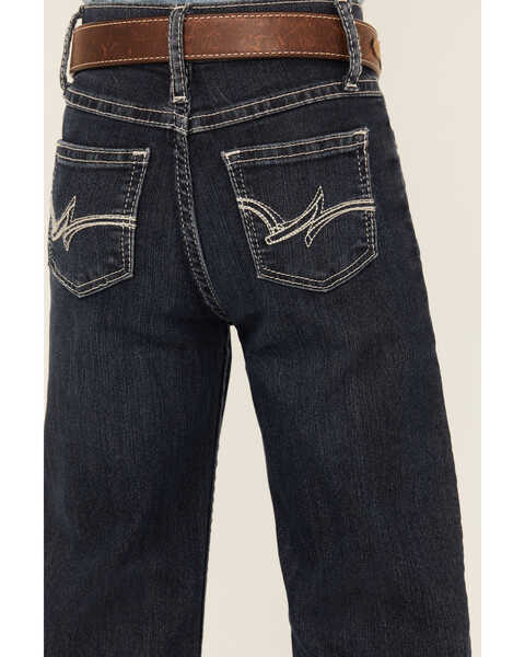 Image #4 - Wrangler Girls' "W" Swish Embroidery Bootcut Jeans, Indigo, hi-res