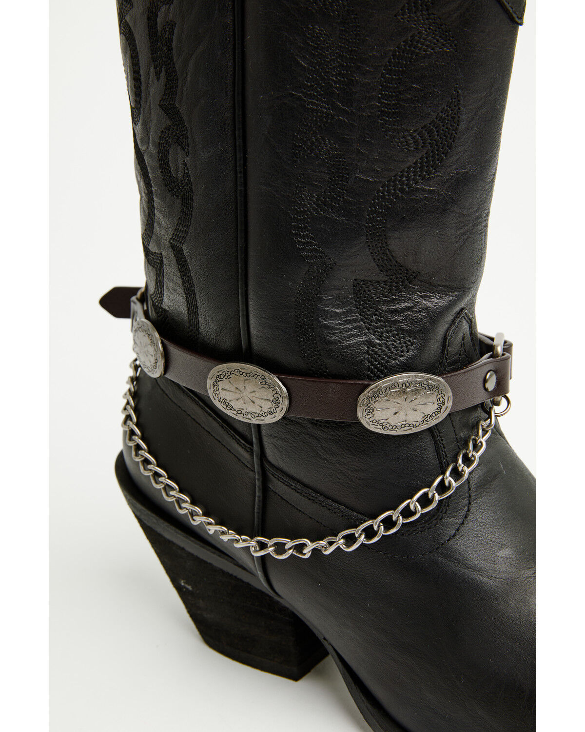 Image #2 - Shyanne Women's Concho Boot Bracelet with Chain, Black, hi-res