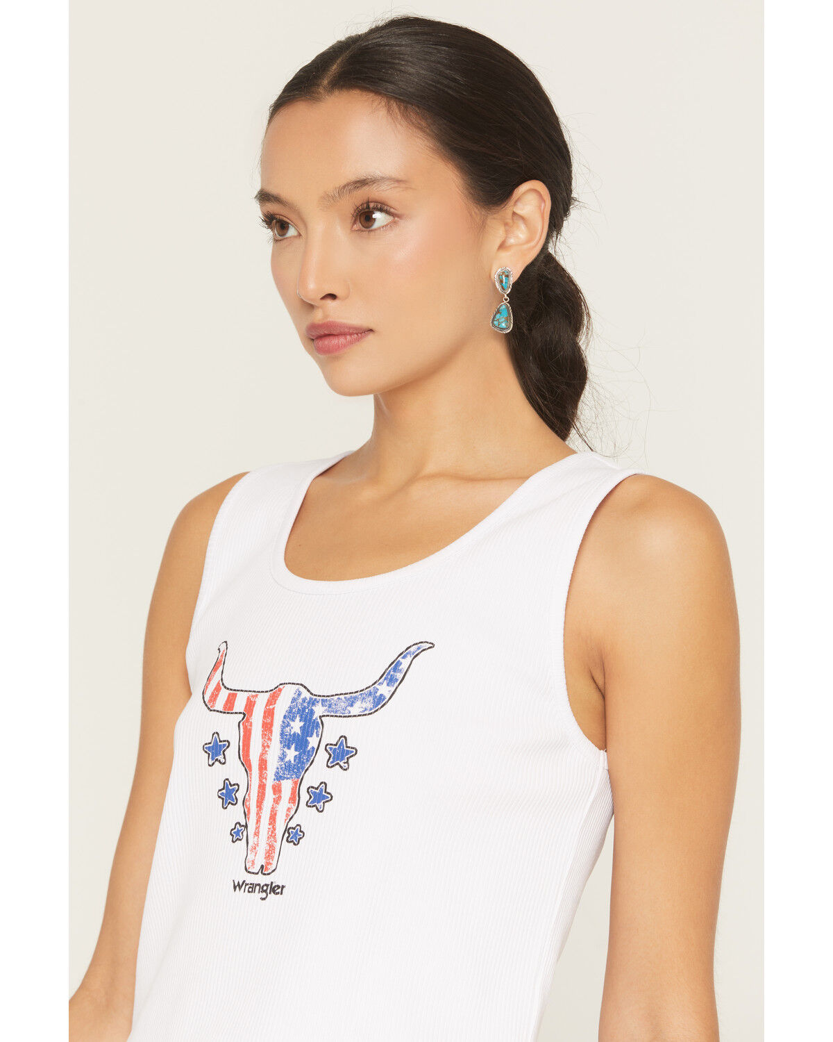 Image #2 - Wrangler Retro Women's Patriotic Bull Graphic Tank Top, White, hi-res