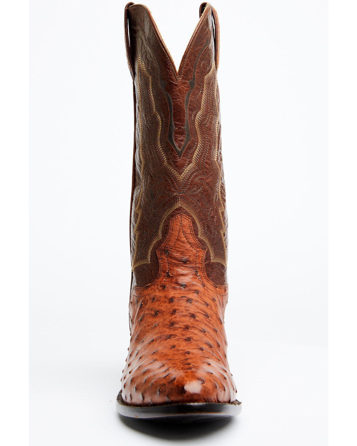 Image #4 - El Dorado Men's Exotic Full-Quill Ostrich Skin Western Boots - Round Toe, Cognac, hi-res