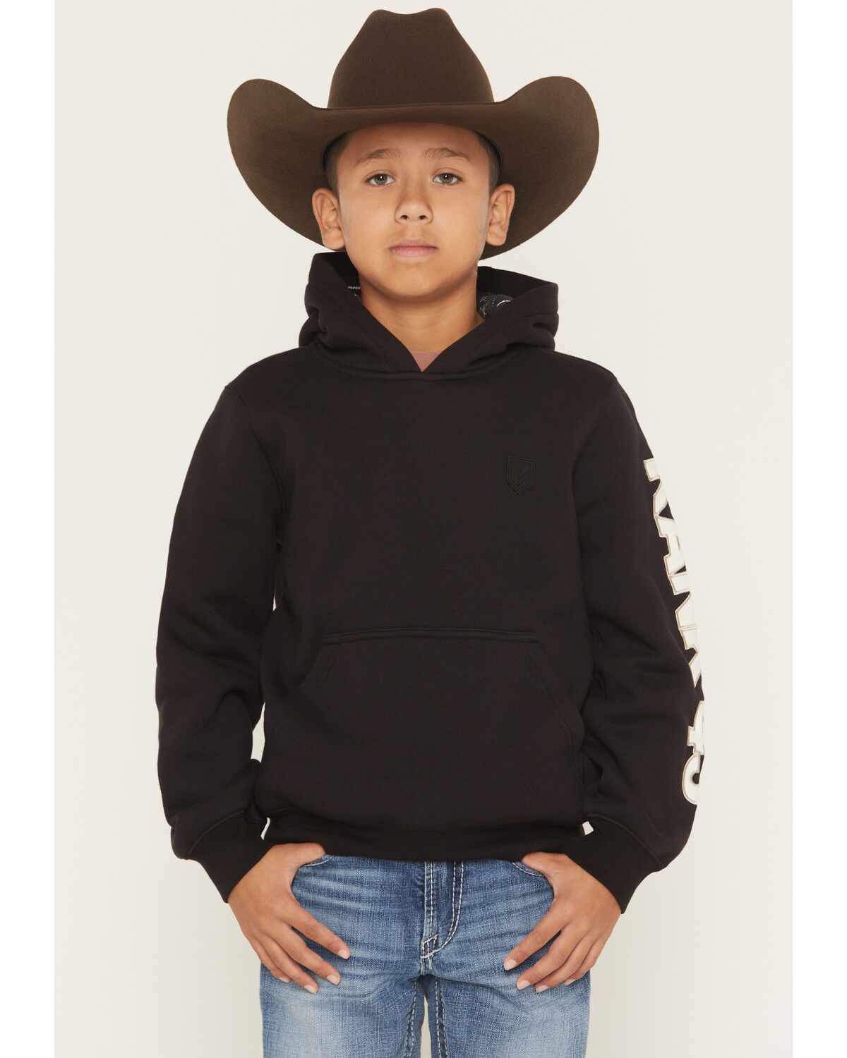 Image #2 - RANK 45&reg; Boys' Solid Flank Hooded Sweatshirt, Black, hi-res