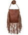 Image #2 - American West Women's Floral Tooled Fringe Crossbody Bag, Tan, hi-res