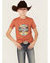 Image #1 - Rock & Roll Denim Boys' Dale Brisby Pow Pow Short Sleeve Graphic T-Shirt , Rust Copper, hi-res