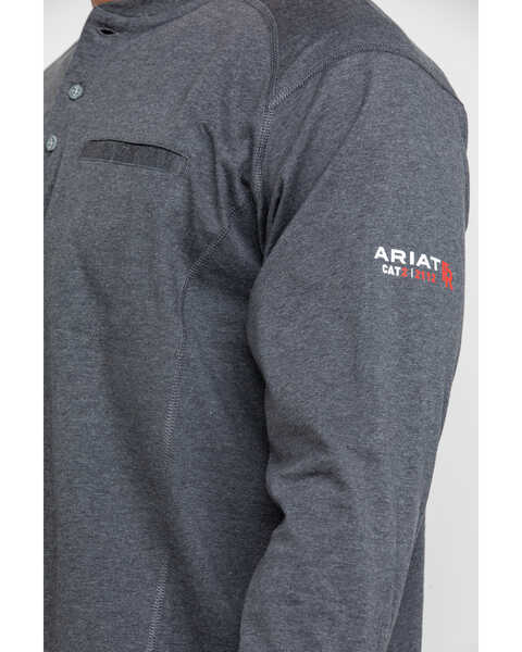 Image #4 - Ariat Men's FR Air Henley Long Sleeve Work Shirt , Charcoal, hi-res