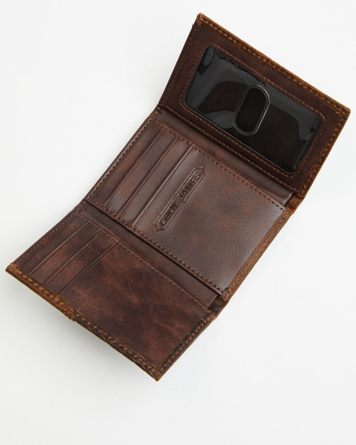 Image #3 - Cody James Men's Caiman Print Trifold Wallet, Dark Brown, hi-res