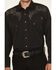 Image #3 - Scully Men's Embellished Solid Long Sleeve Pearl Snap Western Shirt, Black, hi-res