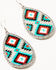 Image #2 - Shyanne Women's Southwestern Print Teardrop Rhinestone Chandelier Earrings, Silver, hi-res