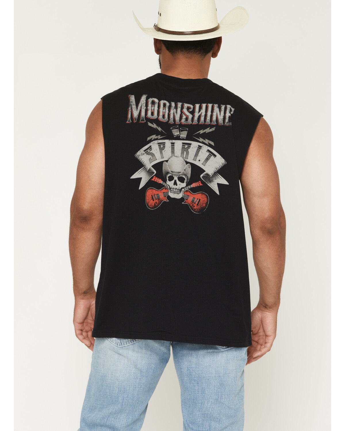 Image #1 - Moonshine Spirit&reg; Men's Guitar Skull Muscle Tank, Black, hi-res