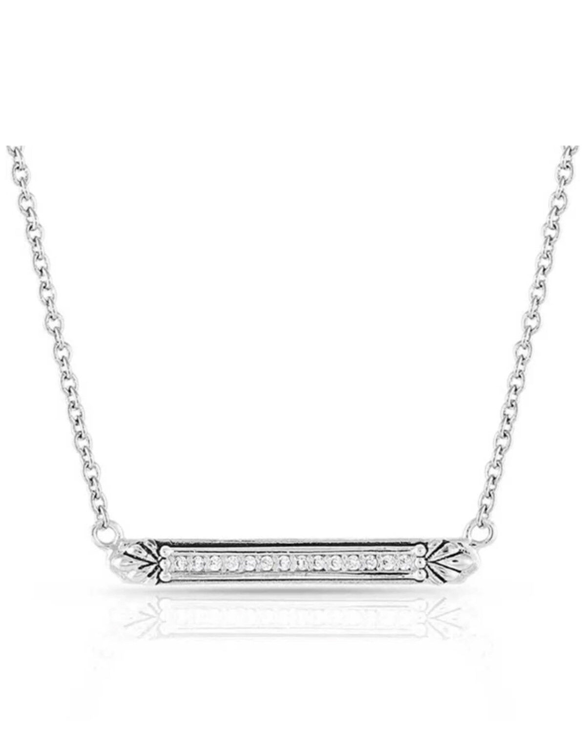 Image #1 - Montana Silversmiths Women's Setting the Crystal Bar Necklace, Silver, hi-res