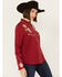 Image #2 - Scully Women's Floral Embroidered Long Sleeve Snap Western Shirt, Red, hi-res