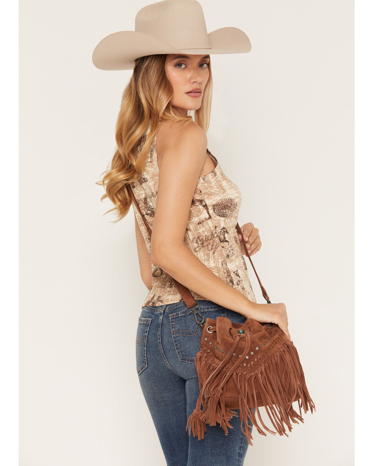 Image #1 - Shyanne Women's Danica Suede Fringe Crossbody Bag, Brown, hi-res