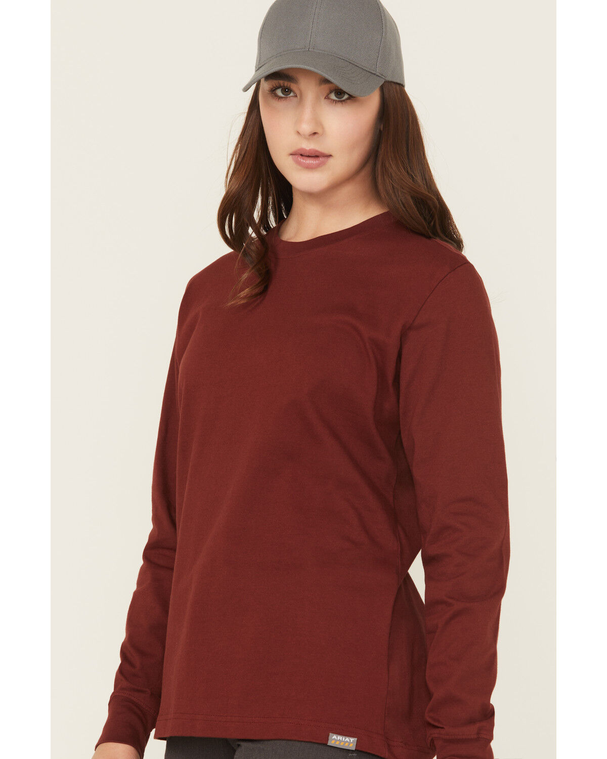 Image #3 - Ariat Women's Rebar Cotton Strong Workshop Logo Long Sleeve Graphic Tee, Brown, hi-res