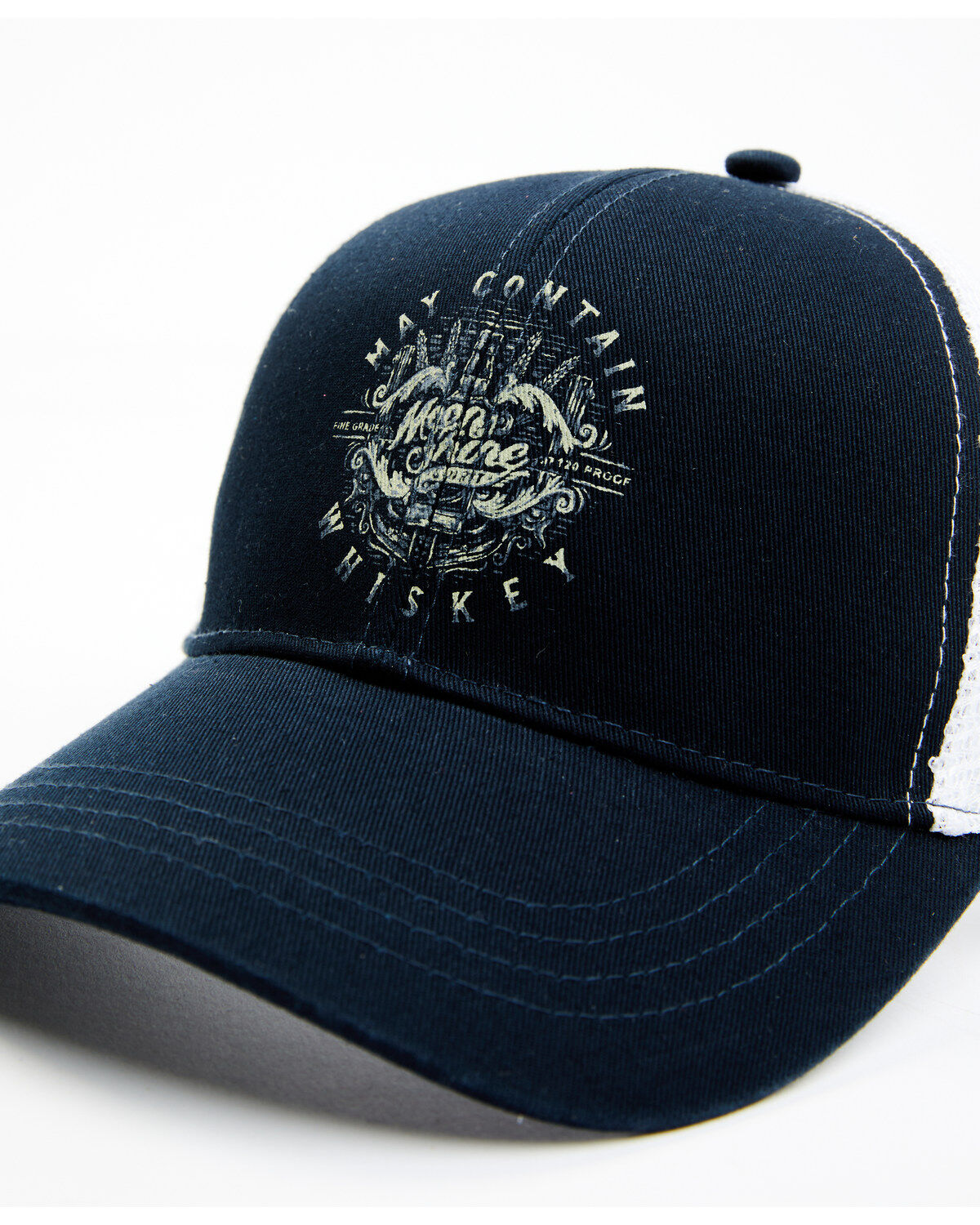 Image #2 - Moonshine Spirit&reg; Men's May Contain Whiskey Circle Graphic Mesh-Back Ball Cap, Navy, hi-res