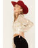 Image #2 - Sadie & Sage Women's Cham Afterglow Metallic Floral Print Crop Top, Off White, hi-res
