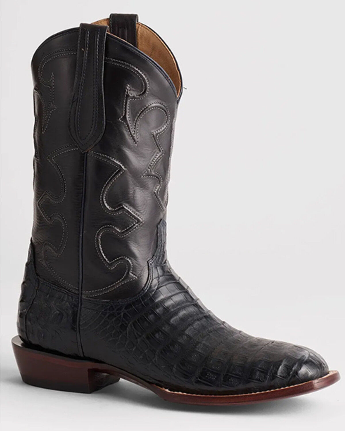 Lucchese Men's Exotic Caiman Skin Western Boots - Broad Square Toe, Navy, hi-res