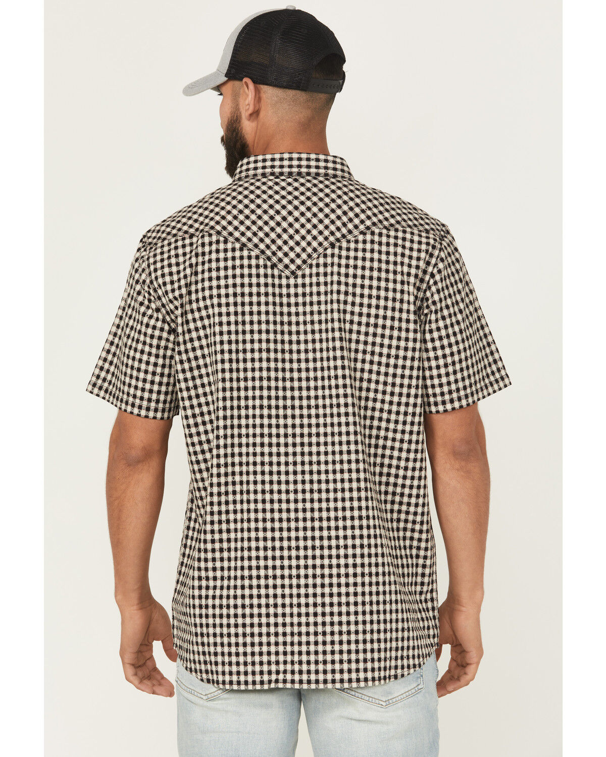 Image #4 - Moonshine Spirit&reg; Men's Checkers Plaid Print Short Sleeve Snap Western Shirt, Tan, hi-res
