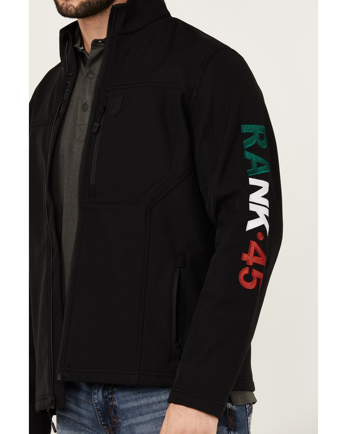 Image #4 - RANK 45&reg; Men's Mexico Embroidered Seal Softshell Jacket, Black, hi-res